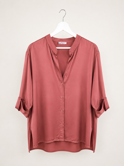 CAMISA SATINADA CUELLO MAO
