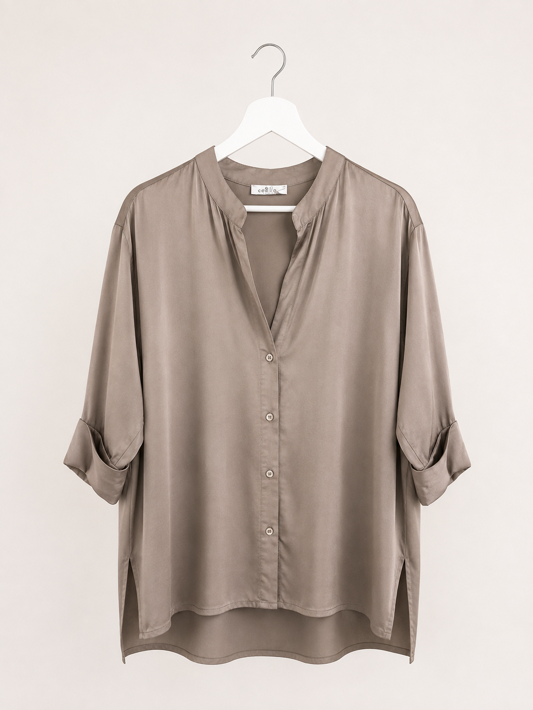 CAMISA SATINADA CUELLO MAO
