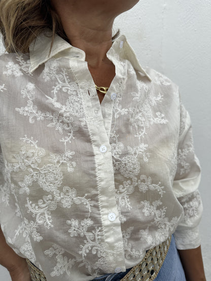 CAMISA TRANSPARENCIAS BORDADO BEIGE