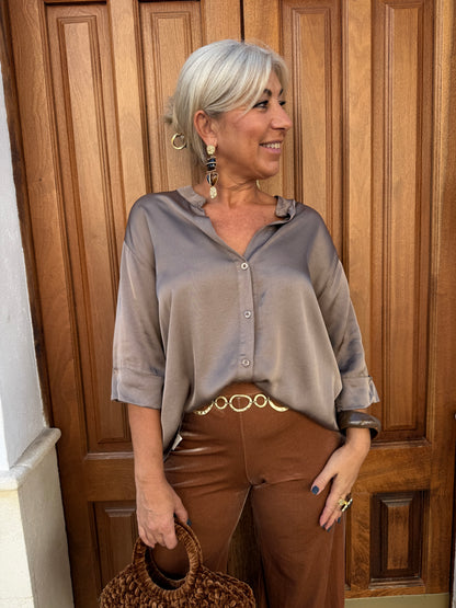 CAMISA SATINADA CUELLO MAO