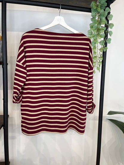 CAMISETA RAYAS CUELLO BARCO