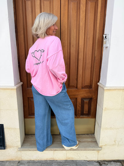 CAMISETA COSTURA YERBABUENA "ME SUPER ENCANTA"