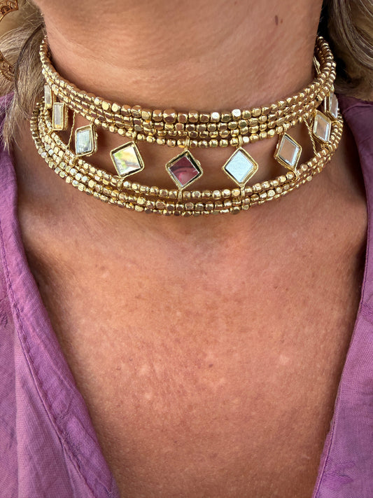 CHOKER ESPEJOS DORADO