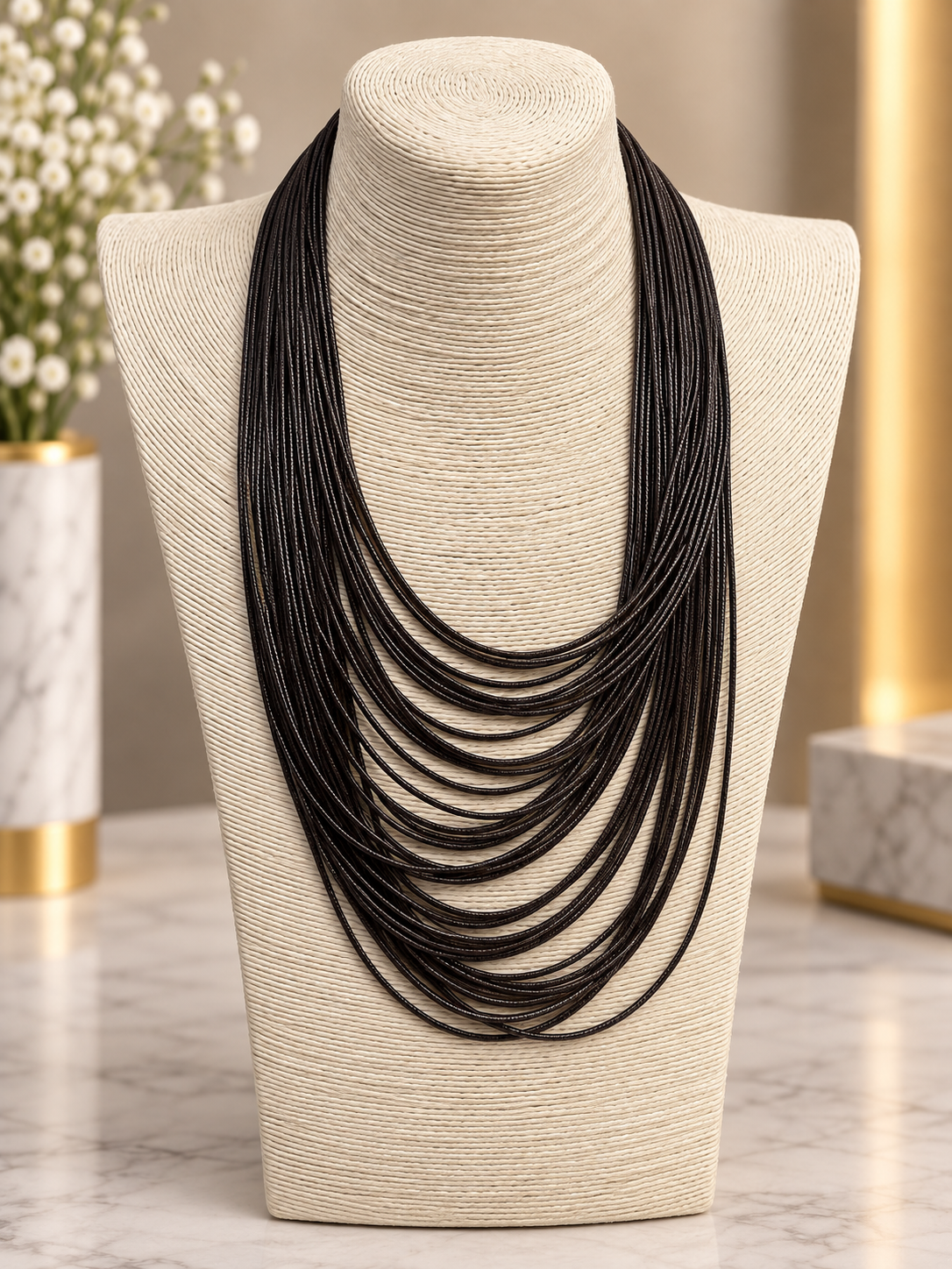 COLLAR CORDONES POLIPIEL