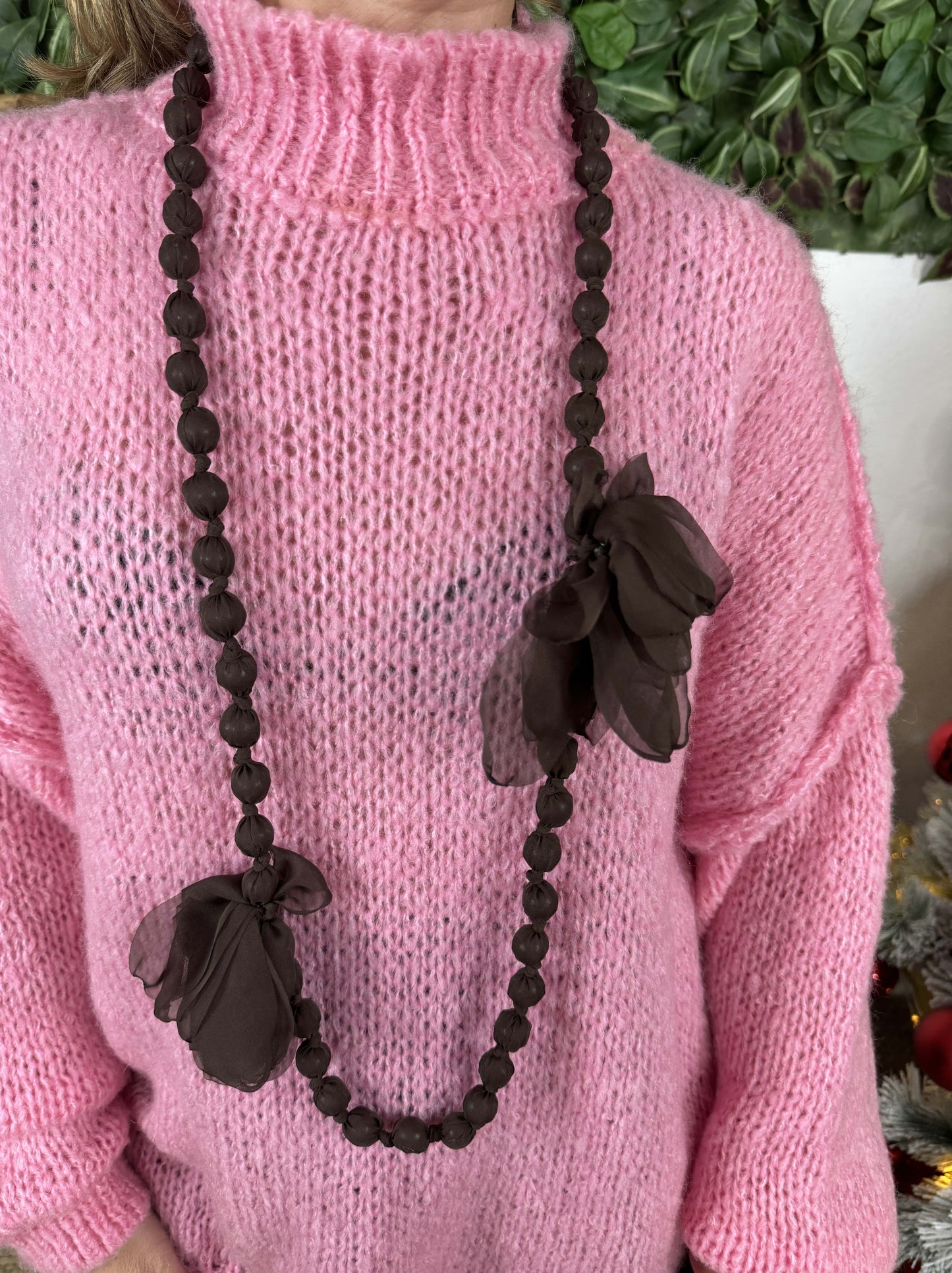 COLLAR LARGO BOLAS FLOR