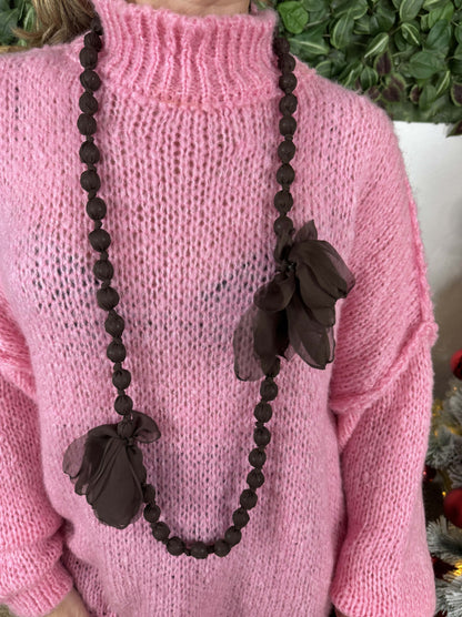 COLLAR LARGO BOLAS FLOR