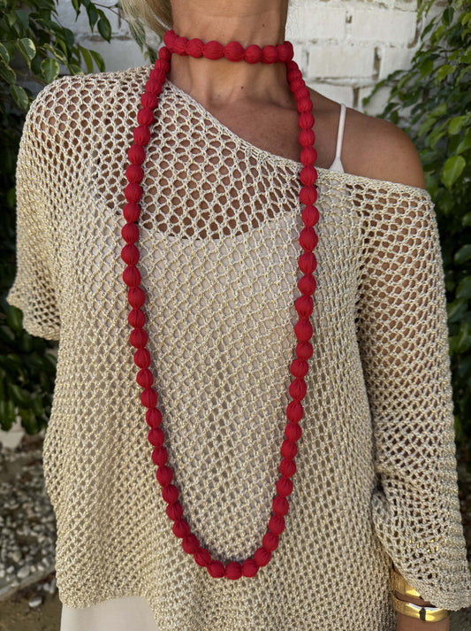 COLLAR LARGO BOLAS TELA