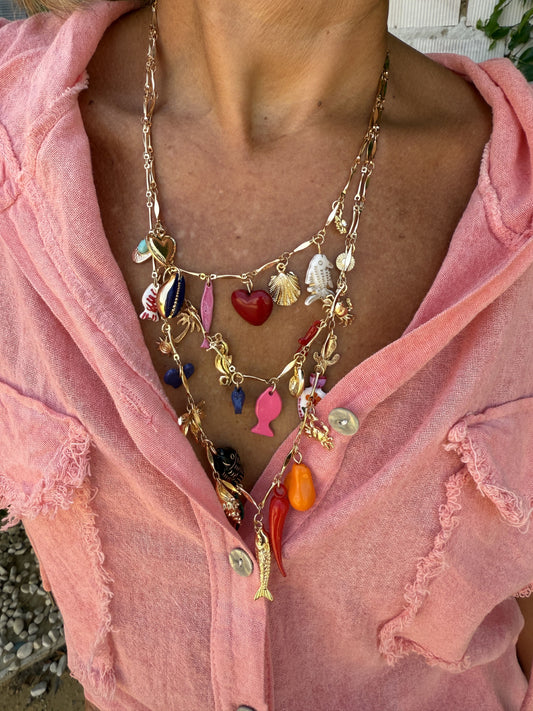 COLLAR TRIPLE ABALORIOS PECES