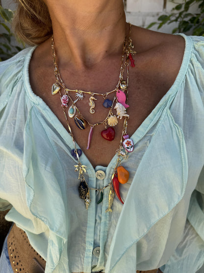 COLLAR TRIPLE ABALORIOS PECES