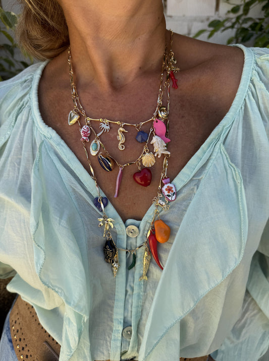 COLLAR TRIPLE ABALORIOS PECES