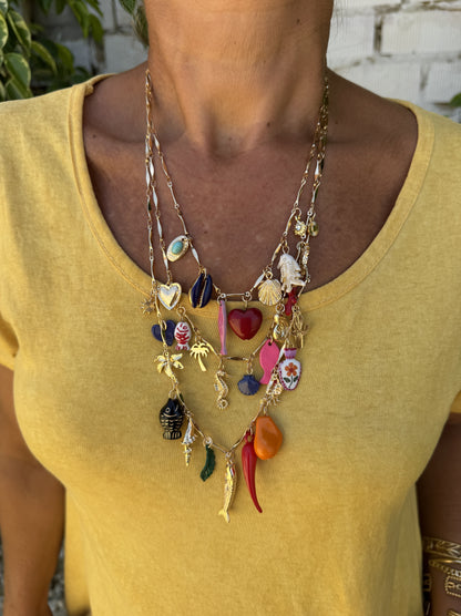 COLLAR TRIPLE ABALORIOS PECES