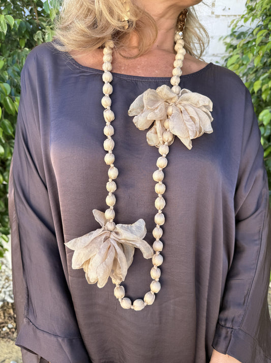 COLLAR LARGO BOLAS FLOR