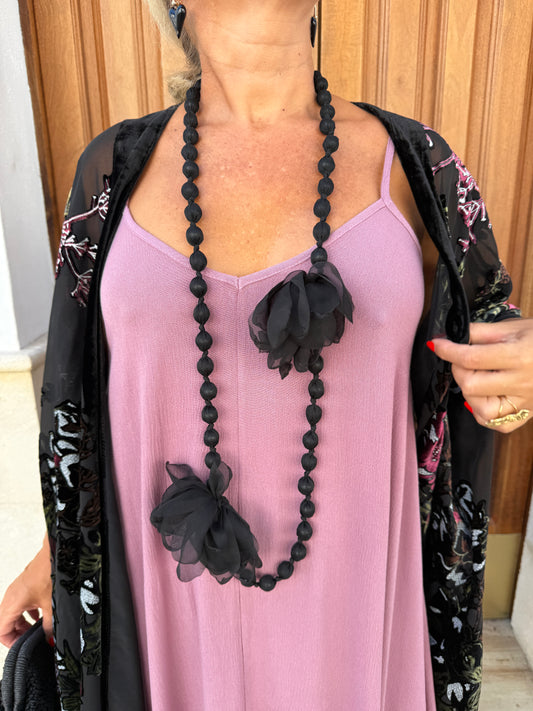 COLLAR LARGO BOLAS FLOR