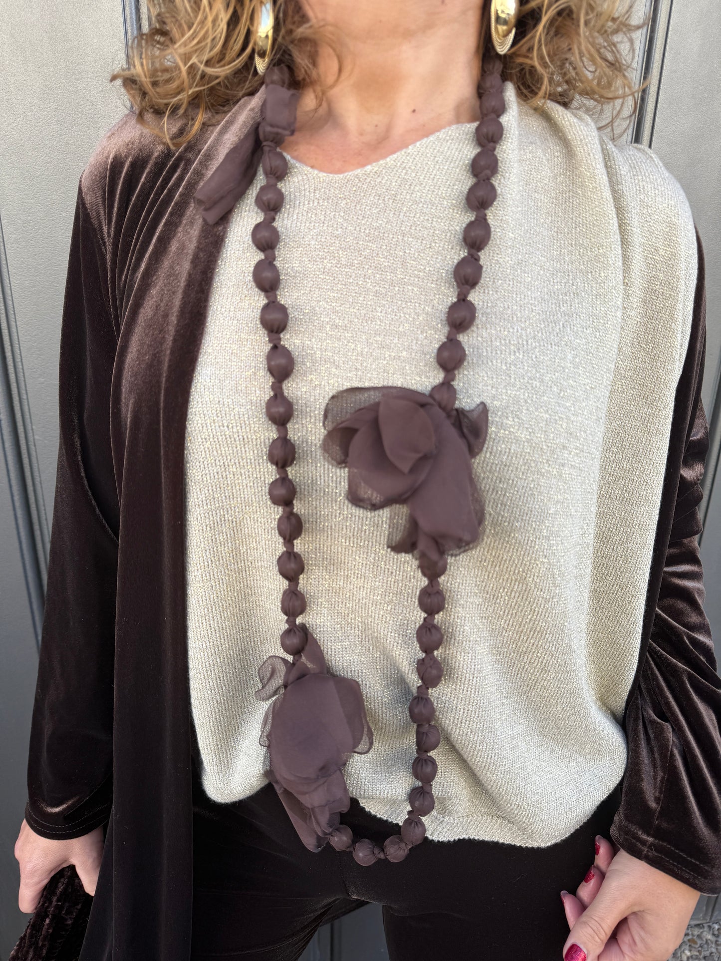 COLLAR LARGO BOLAS FLOR