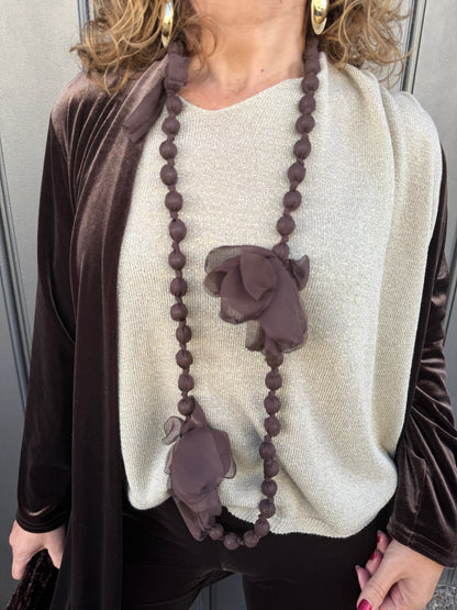 COLLAR LARGO BOLAS FLOR