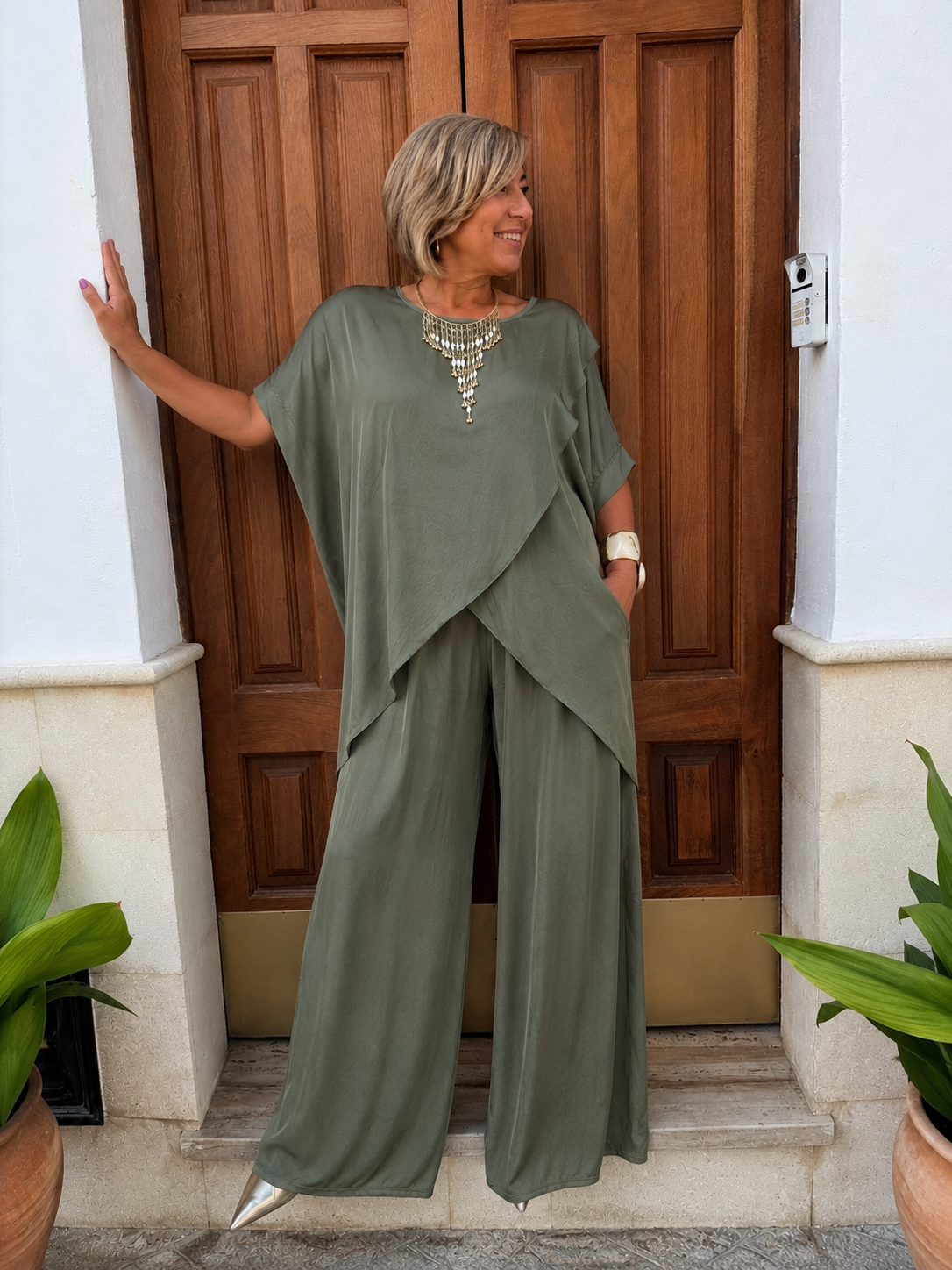 CONJUNTO SATINADO CRUZADO