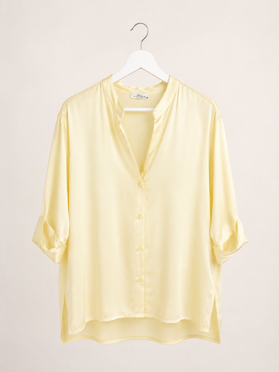 CAMISA SATINADA CUELLO MAO