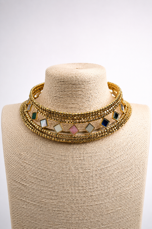 CHOKER ESPEJOS DORADO