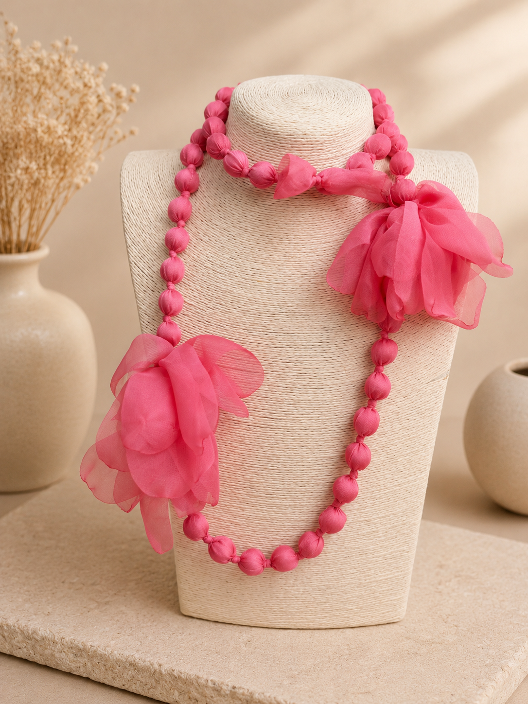 COLLAR LARGO BOLAS FLOR