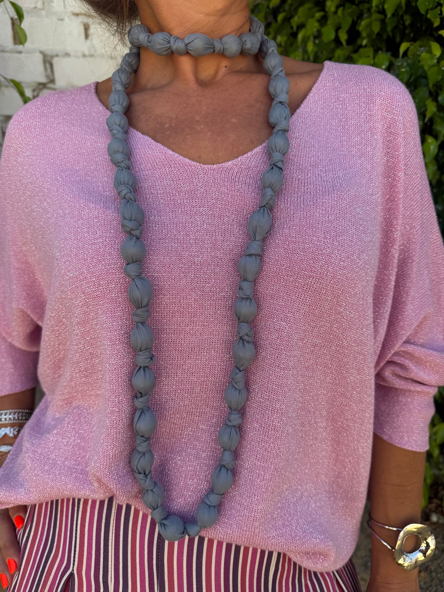 COLLAR LARGO BOLAS TELA