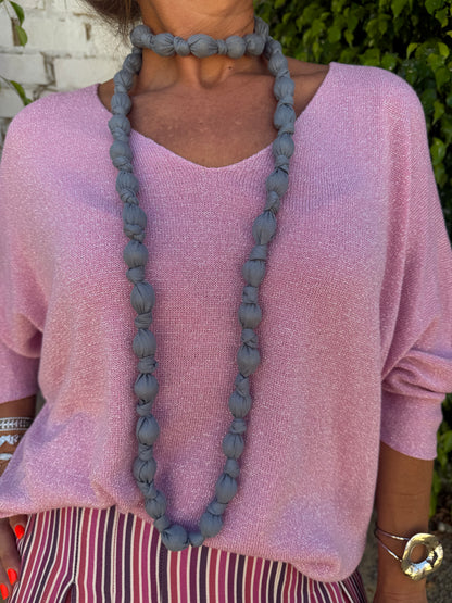 COLLAR LARGO BOLAS TELA