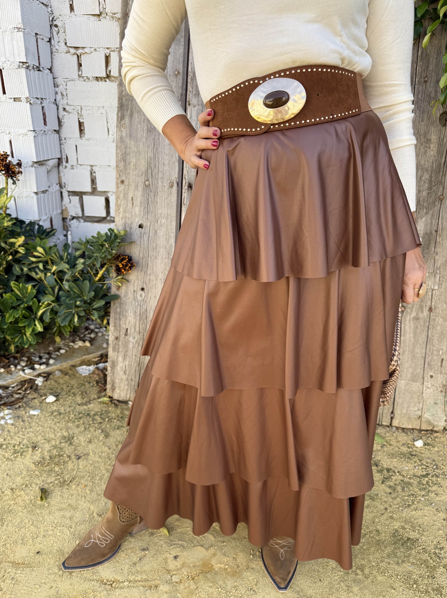 FALDA POLIPIEL VOLANTES