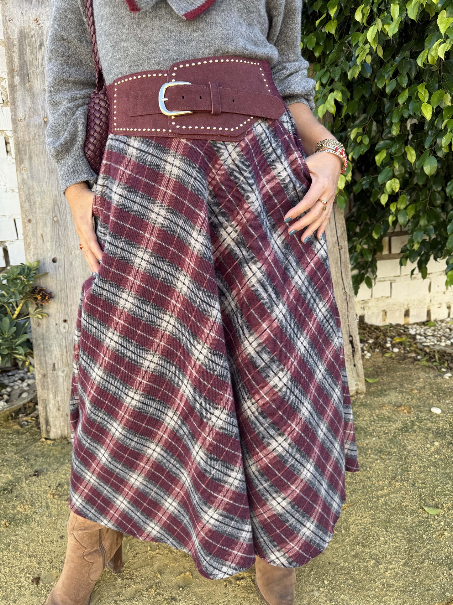 FALDA CUADROS BOLSILLO