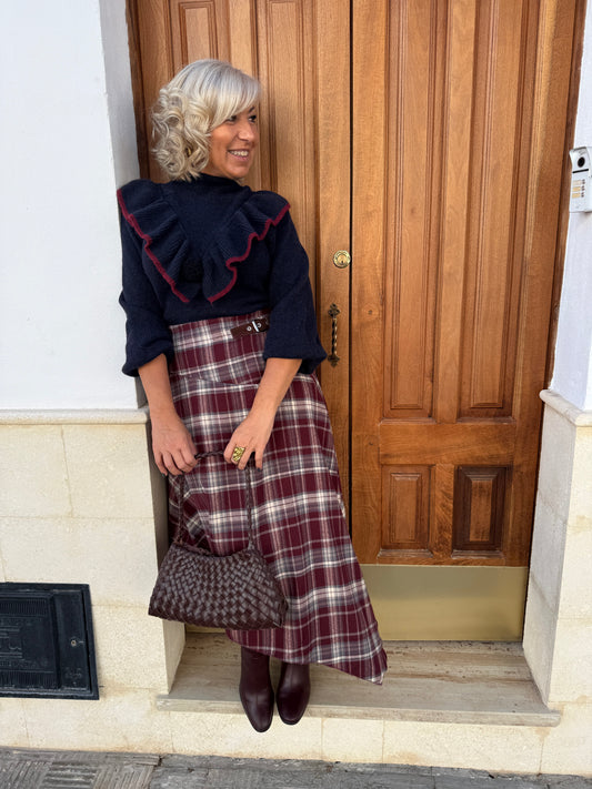 FALDA CUADROS HEBILLA