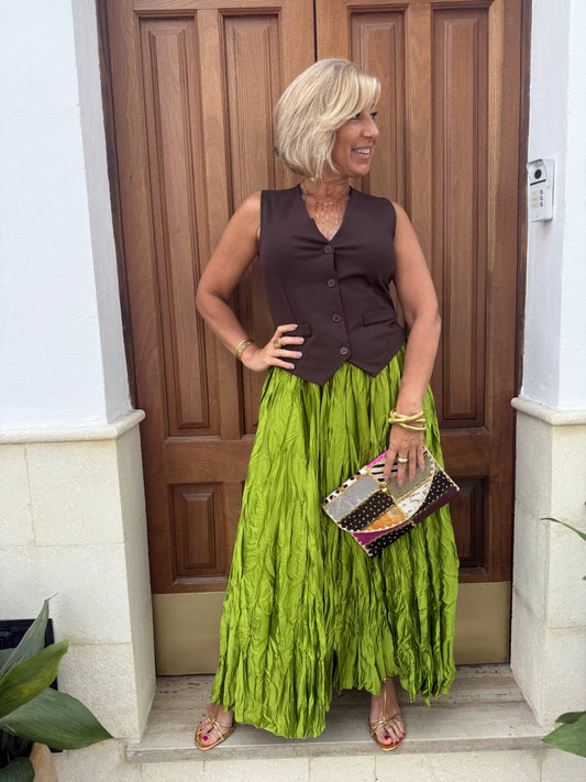 FALDA SATINADA EFECTO ARRUGADO