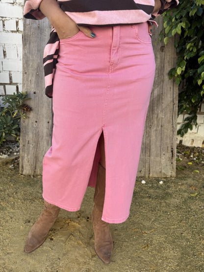 PINK DENIM SKIRT