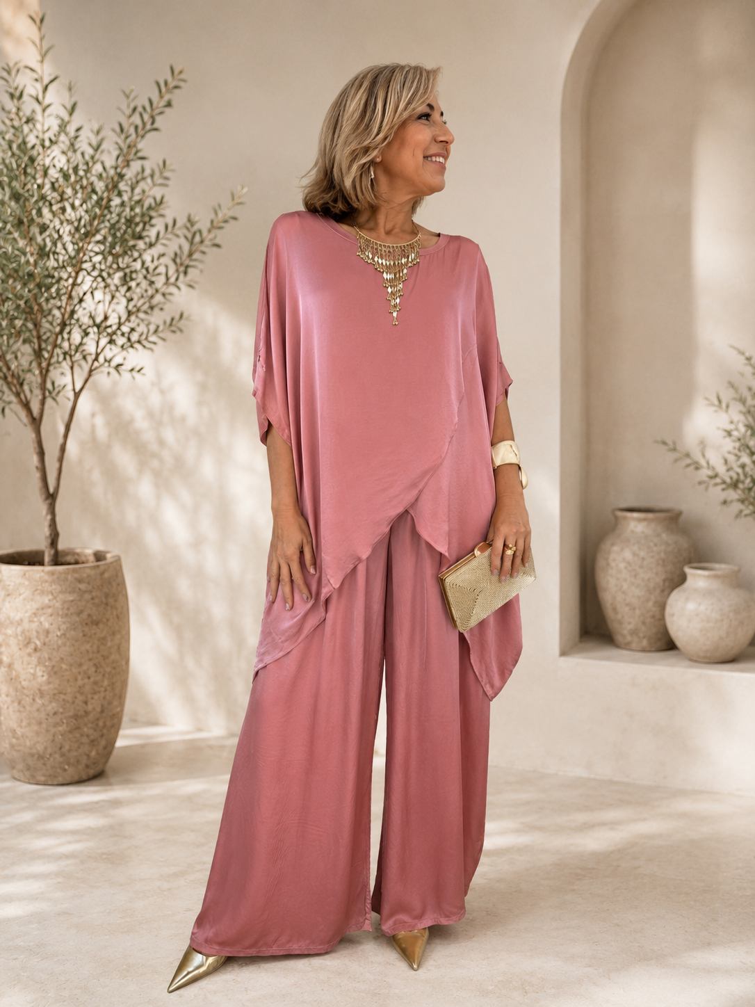 CONJUNTO SATINADO CRUZADO