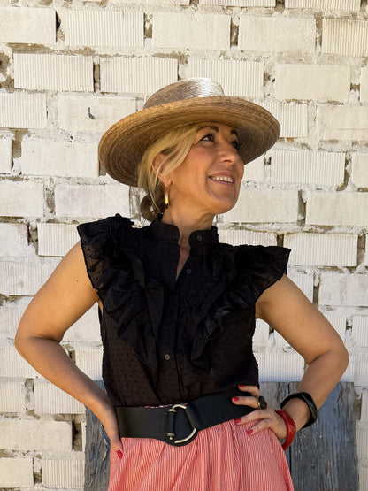 CAMISA PLUMETI VOLANTE PECHO