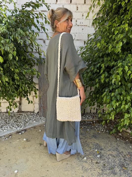 KIMONO ALGODÓN ENREJILLADO