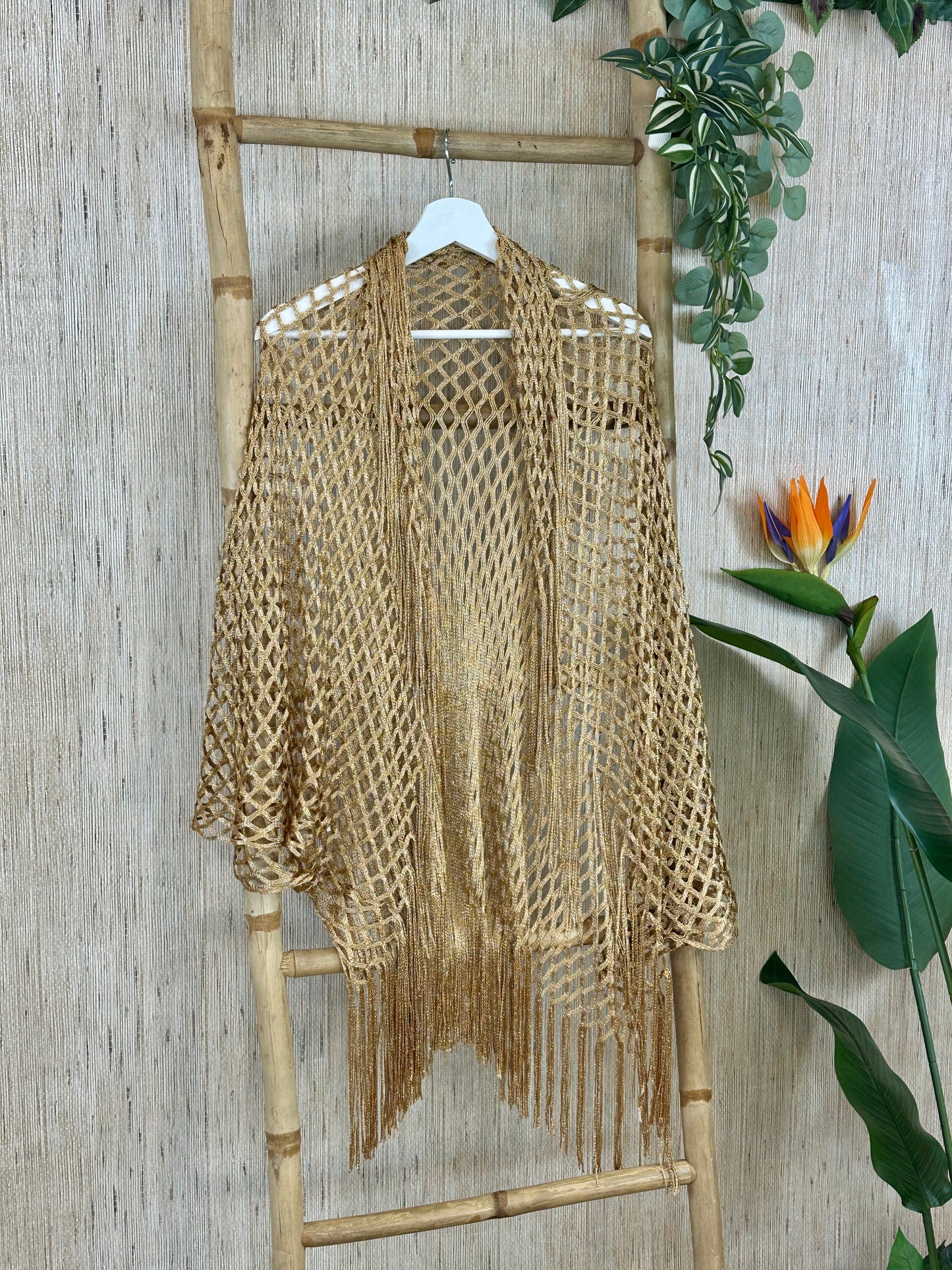 KIMONO CORTO ENREJILLADO