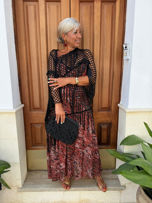 KIMONO ENREJILLADO FLECOS