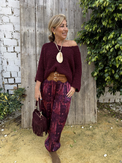 PANTALÓN BOMBACHO SATINADO ESTAMPADO