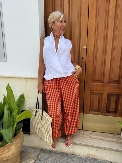PANTALÓN BOMBACHO VICHY FLÚOR
