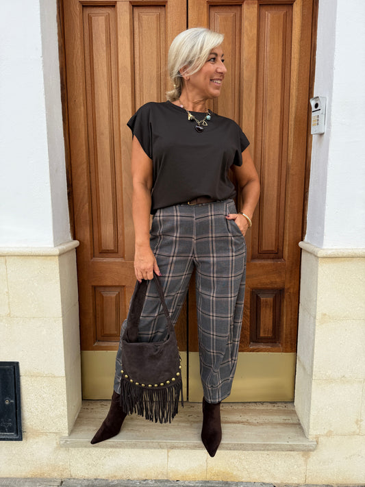 PANTALÓN CUADROS CINTURÓN