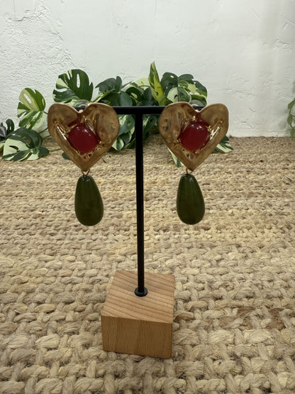 PENDIENTE CORAZÓN CORAL