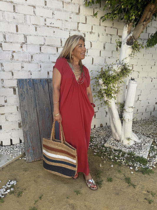 VESTIDO ESCOTE CORDÓN