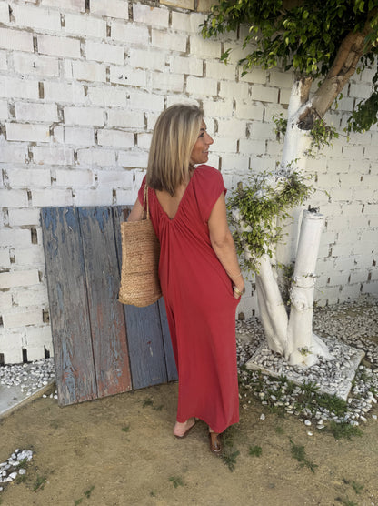 VESTIDO ESCOTE CORDÓN