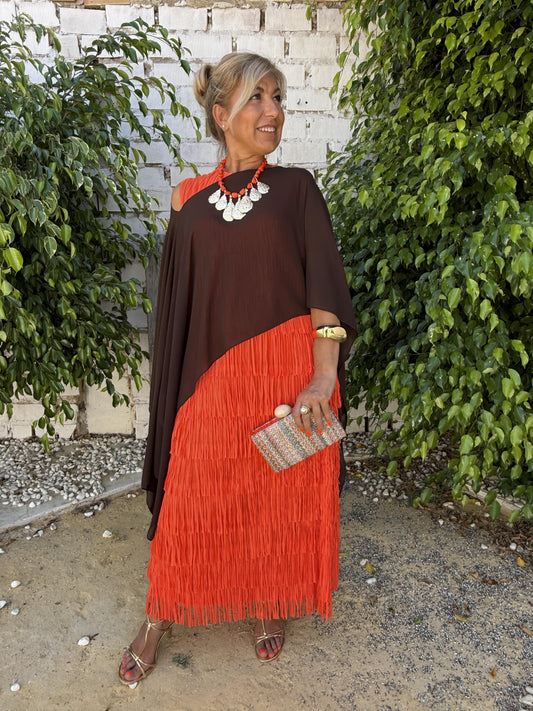 VESTIDO FLECOS SIN MANGA