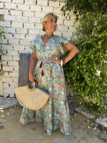 VESTIDO INDIO MANGA VOLANTE