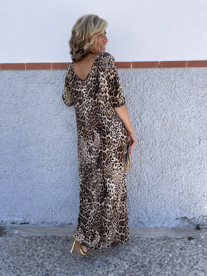 VESTIDO LARGO ANIMAL PRINT LEOPARDO