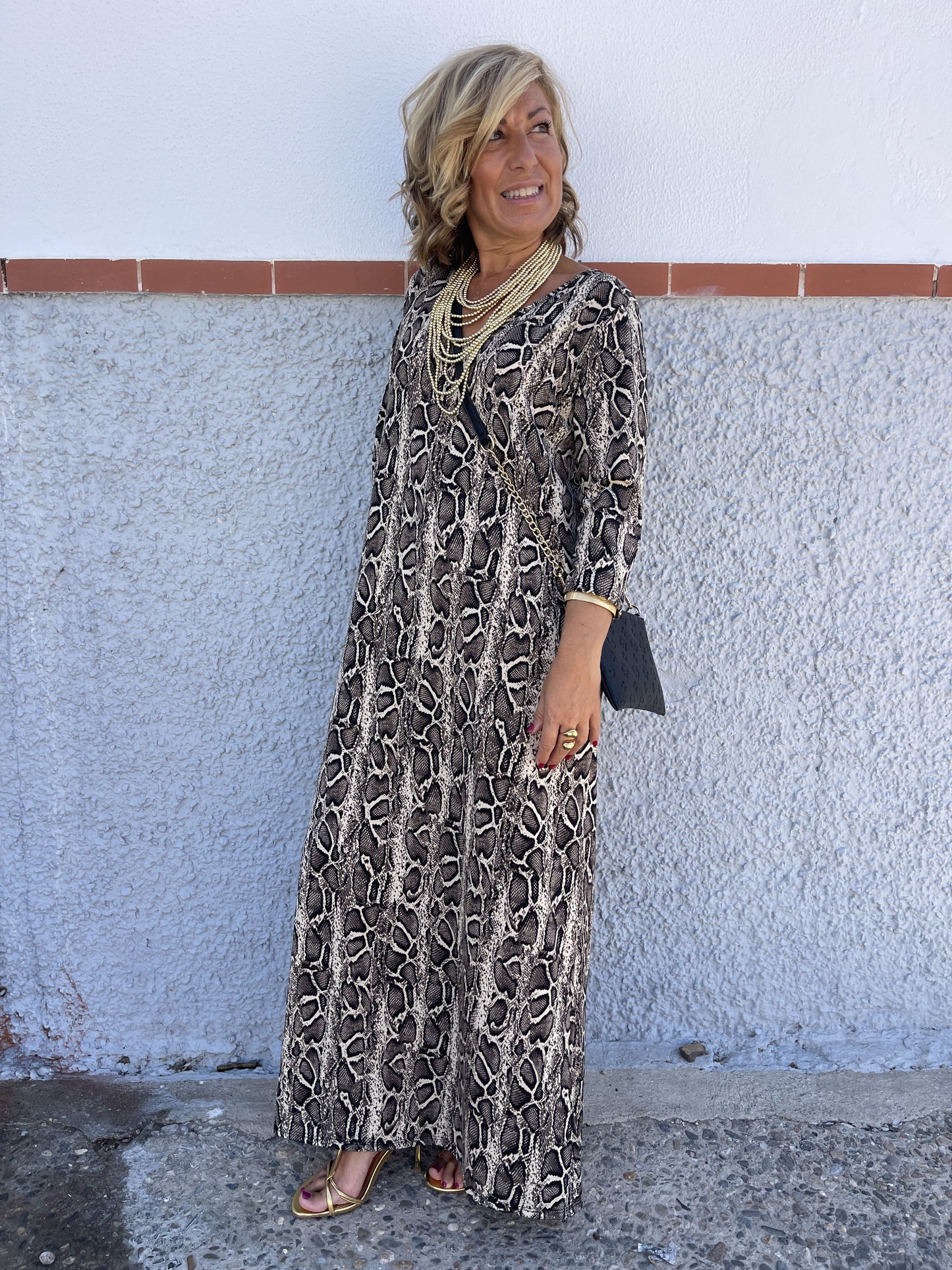 VESTIDO LARGO ANIMAL PRINT SERPIENTE