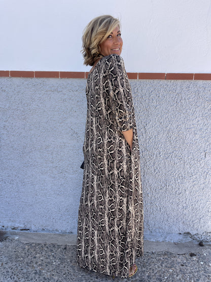 VESTIDO LARGO ANIMAL PRINT SERPIENTE