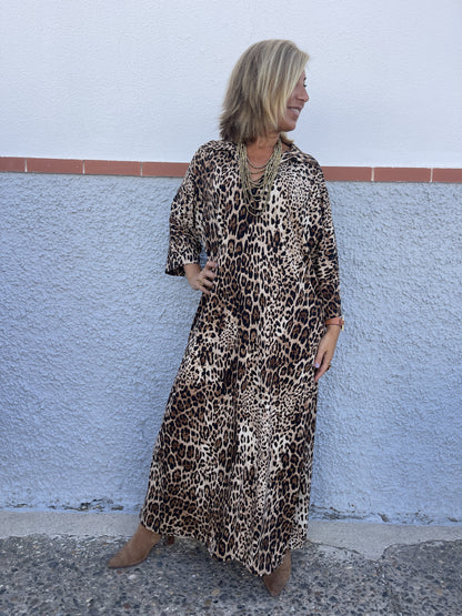 VESTIDO MANGA MURCIÉLAGO LEOPARDO