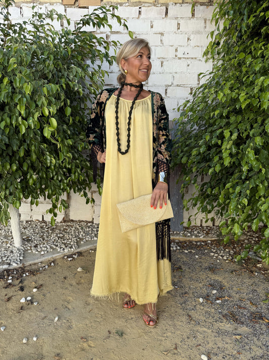 VESTIDO SATINADO DESFLECADO