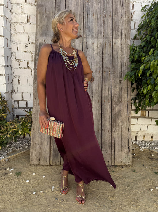 VESTIDO SATINADO DESFLECADO