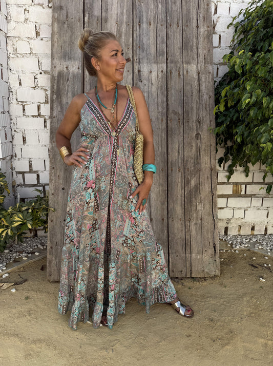 VESTIDO SEDA LAZO ESPALDA